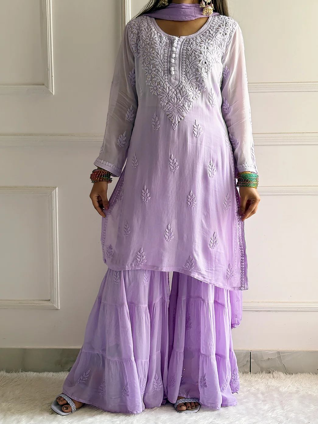 Lavender Haya Viscose Chikankari Kurta Set - Image 3
