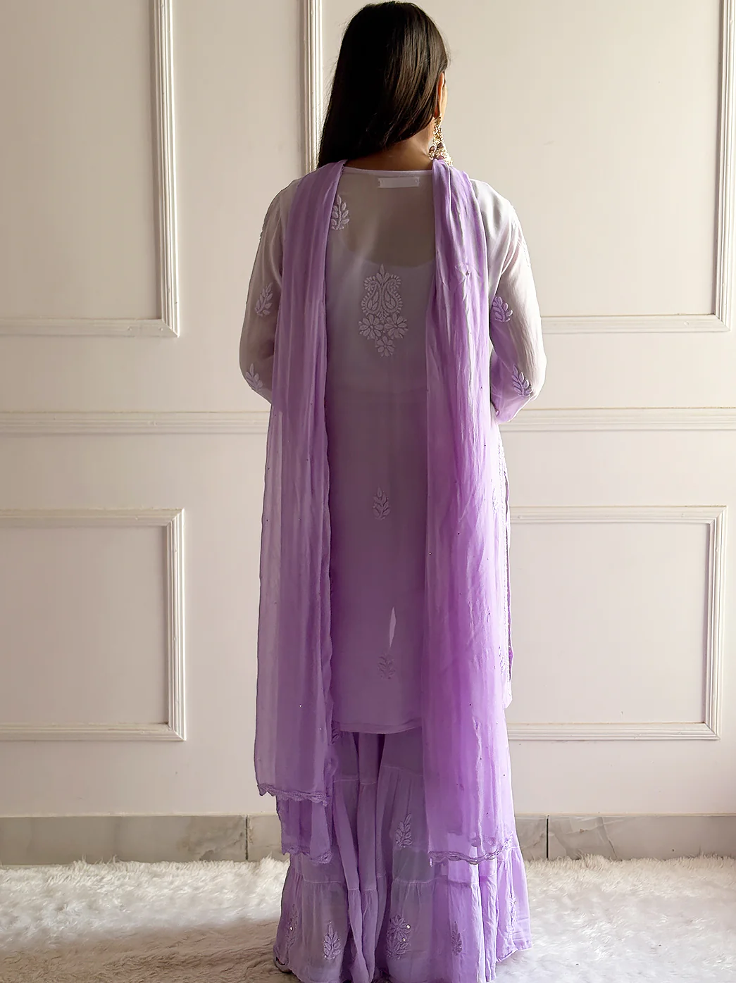 Lavender Haya Viscose Chikankari Kurta Set - Image 4