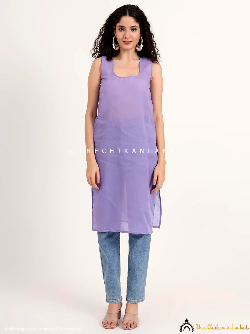 Mahak Georgette Chikankari Straight Kurti with Inner - Lavender - Image 7