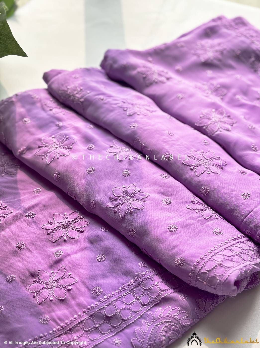 Maryam Viscose Chikankari Saree-Lavender - Image 2