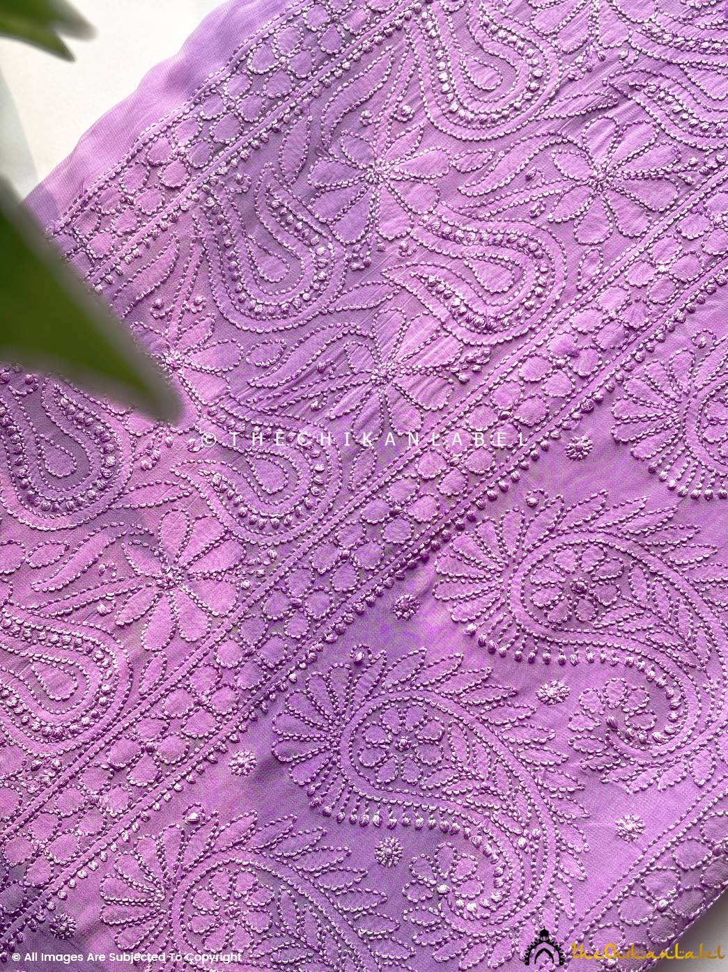 Maryam Viscose Chikankari Saree-Lavender - Image 3