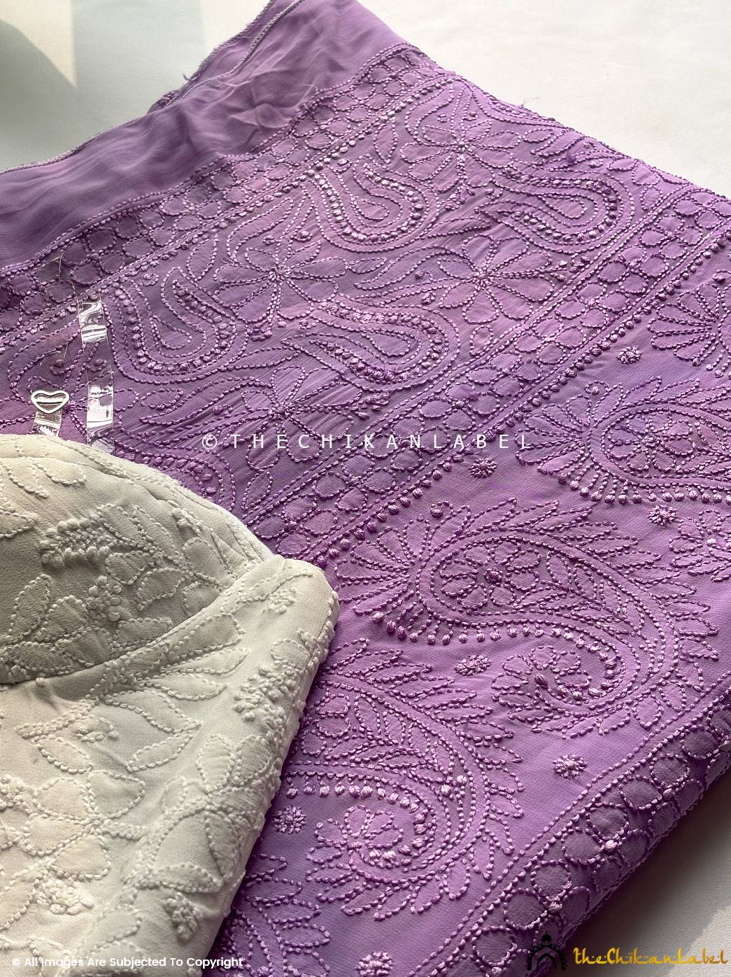 Maryam Viscose Chikankari Saree-Lavender - Image 4