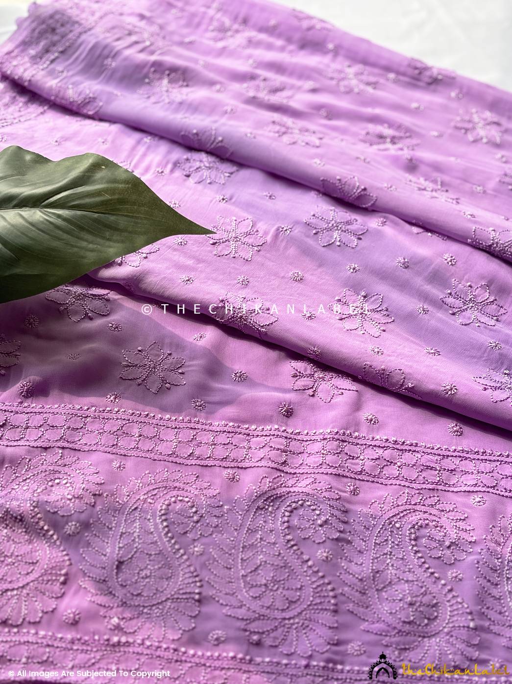 Maryam Viscose Chikankari Saree-Lavender - Image 5