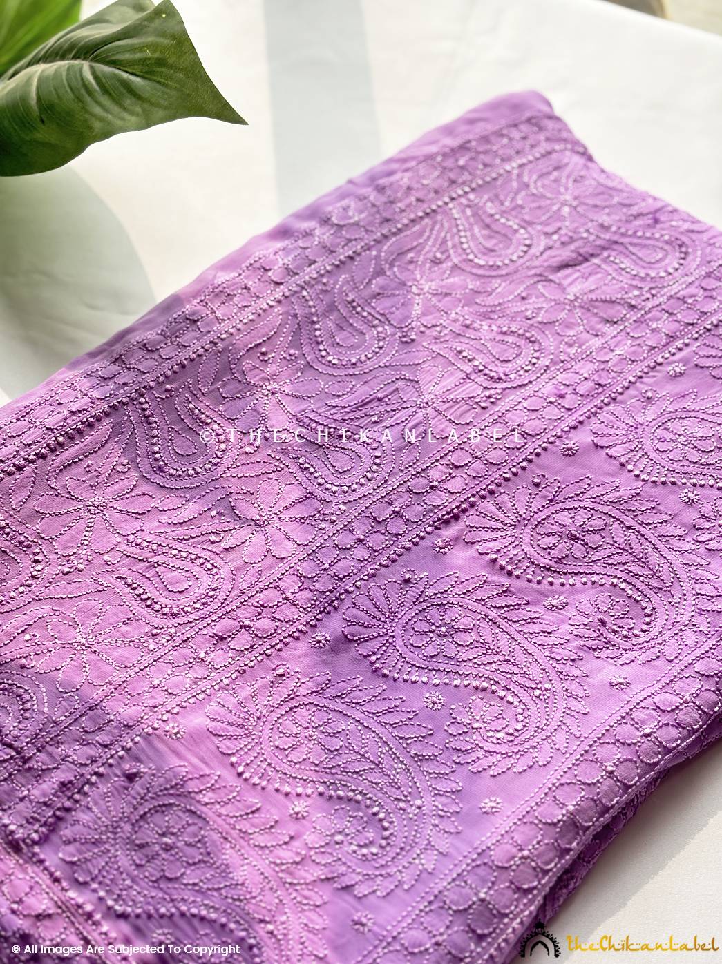 Maryam Viscose Chikankari Saree-Lavender - Image 6