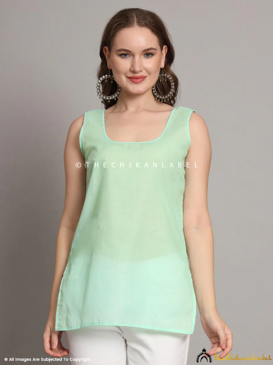 Cotton Short Camisole Inners for Kurtis & Kurta Light Green - Image 4