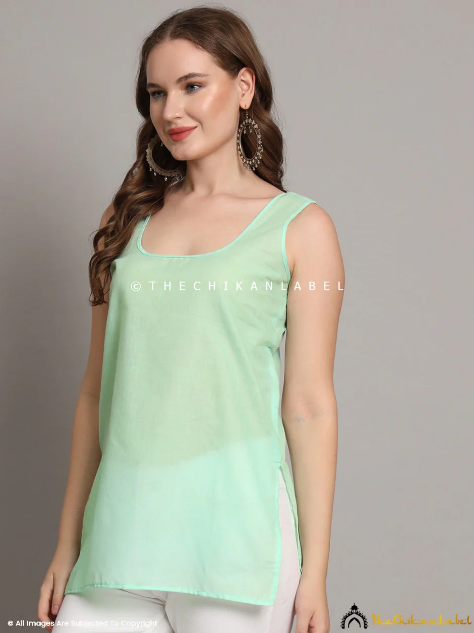 Cotton Short Camisole Inners for Kurtis & Kurta Light Green - Image 5