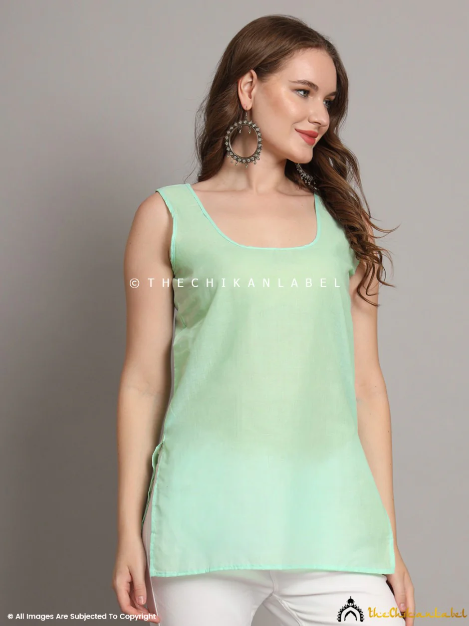 Cotton Short Camisole Inners for Kurtis & Kurta Light Green - Image 6
