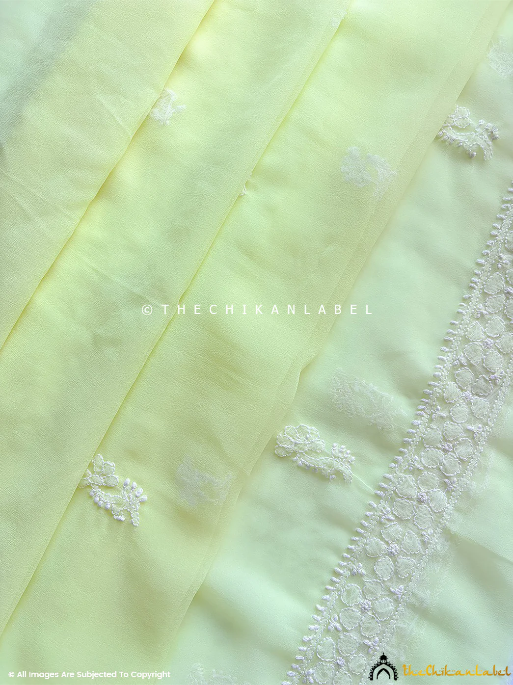 Ishanvi Georgette Chikankari Un-Stitched Suit with Dupatta-Lime Green - Image 6