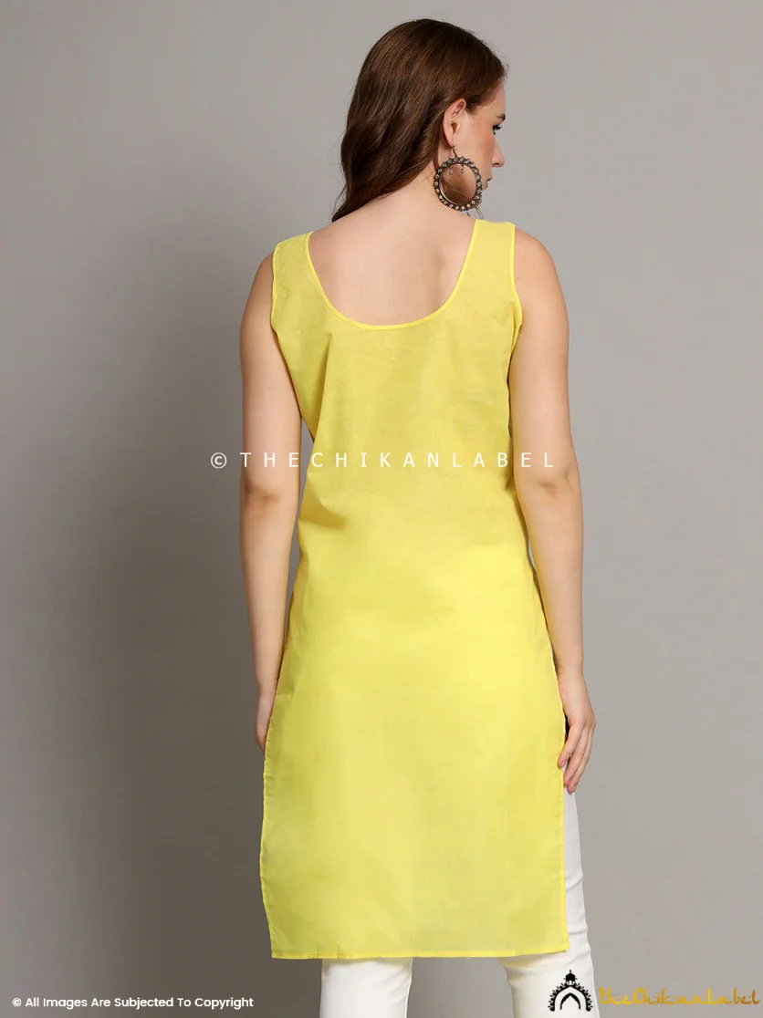 Cotton Camisole Inners for Kurtis & Kurta Lime Yellow - Image 2