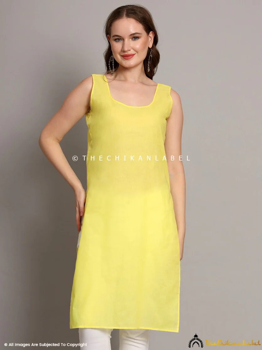 Cotton Camisole Inners for Kurtis & Kurta Lime Yellow - Image 4