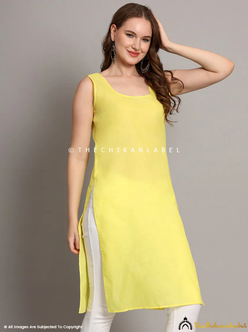 Cotton Camisole Inners for Kurtis & Kurta Lime Yellow - Image 5
