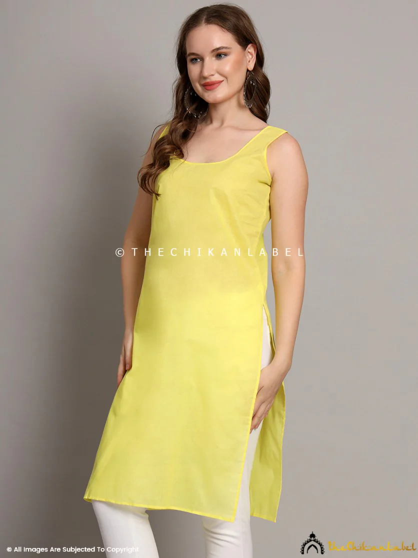 Cotton Camisole Inners for Kurtis & Kurta Lime Yellow - Image 6