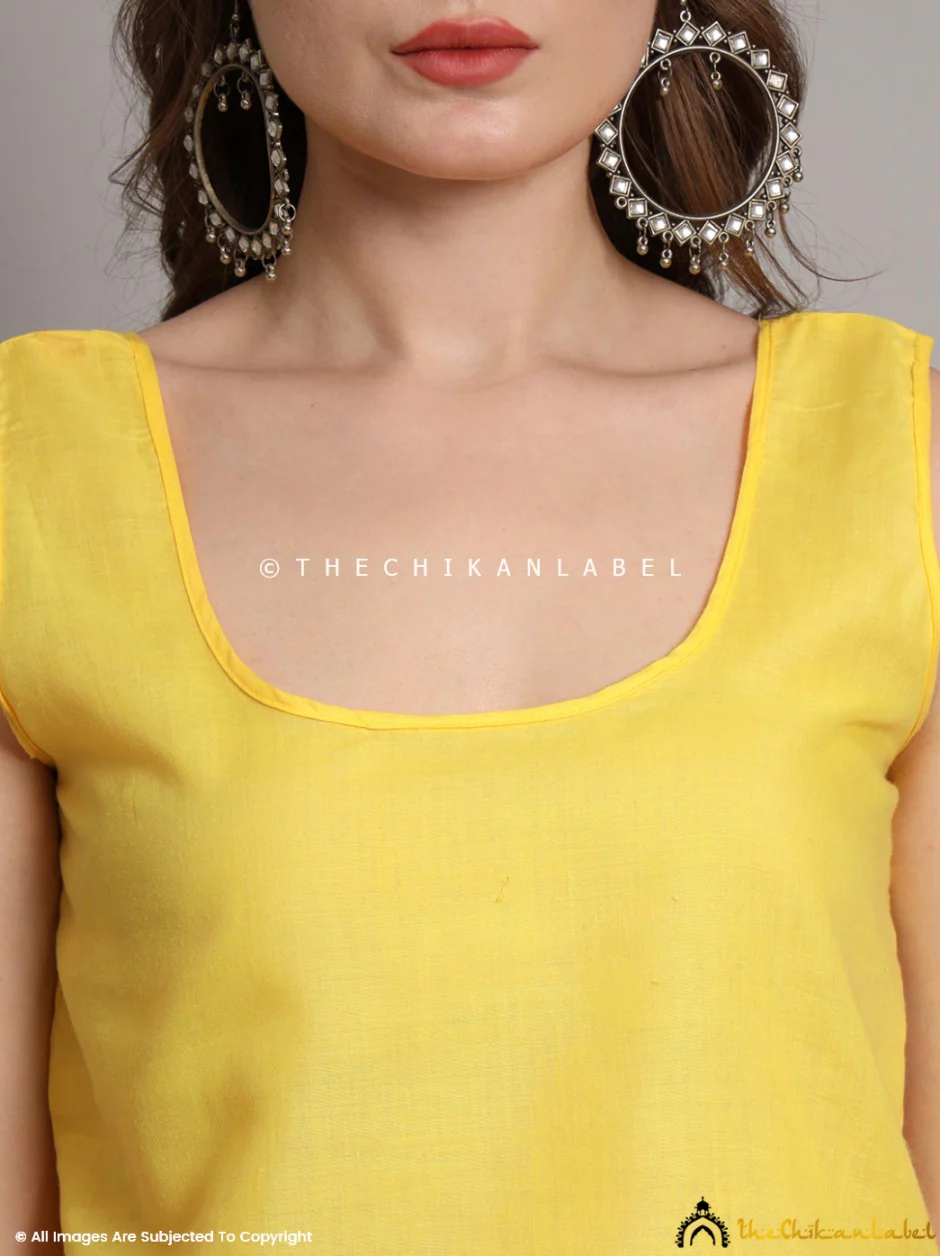 Cotton Short Camisole Inners for Kurtis & Kurta Lime Yellow - Image 2