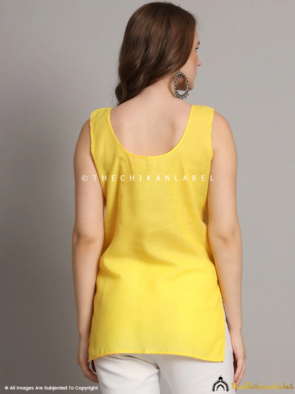 Cotton Short Camisole Inners for Kurtis & Kurta Lime Yellow - Image 3