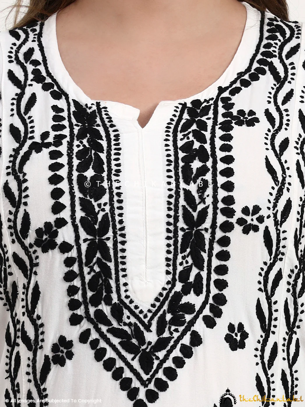 Mariam Rayon Chikankari Kurta Set - White - Image 2