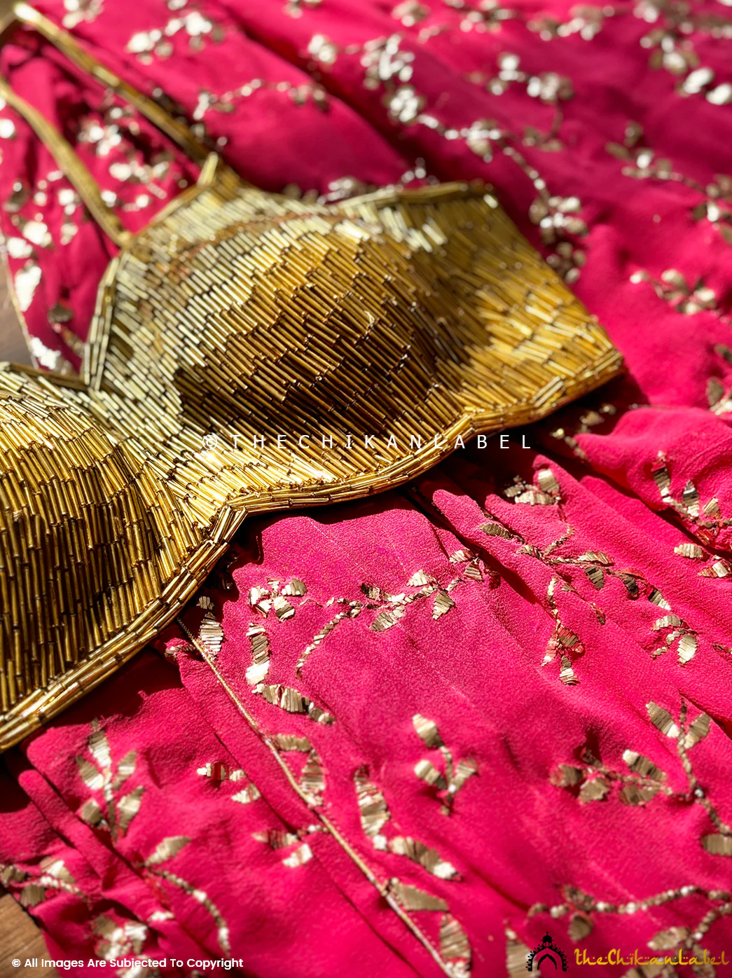 Maroon Aamani Pure Georgette Chikankari Saree - Image 2