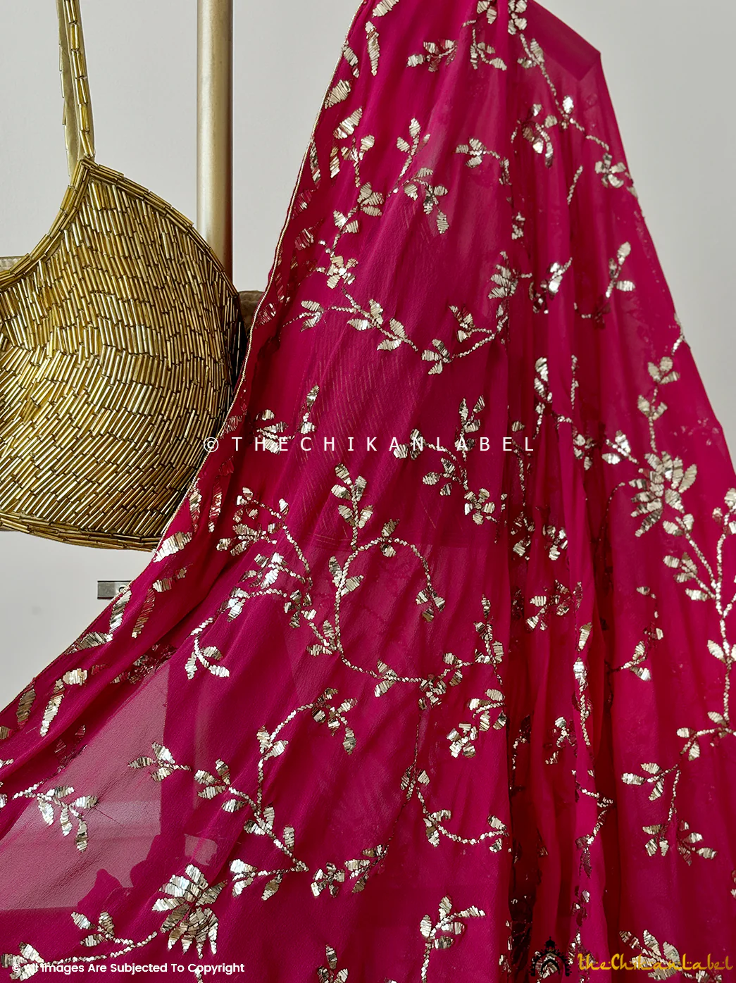 Maroon Aamani Pure Georgette Chikankari Saree - Image 3
