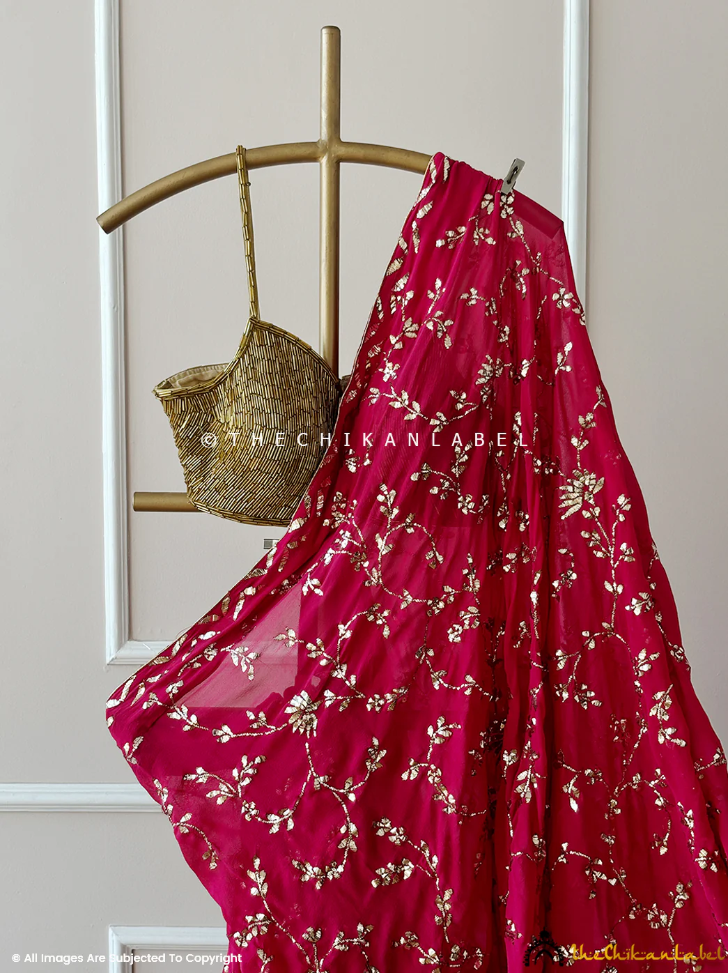 Maroon Aamani Pure Georgette Chikankari Saree - Image 4