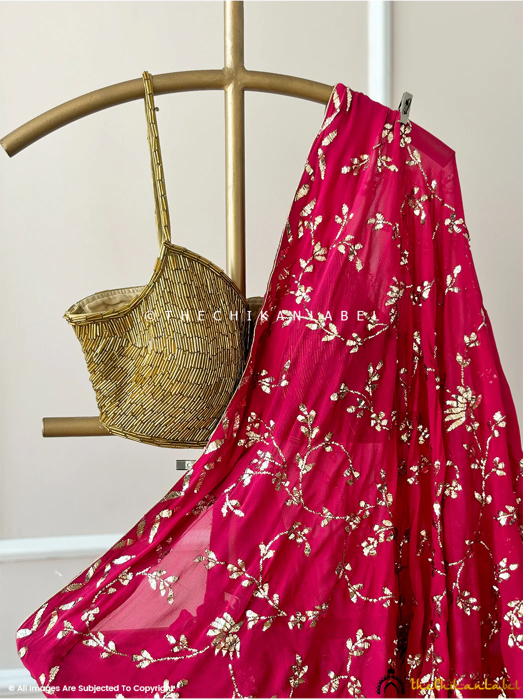 Maroon Aamani Pure Georgette Chikankari Saree - Image 5