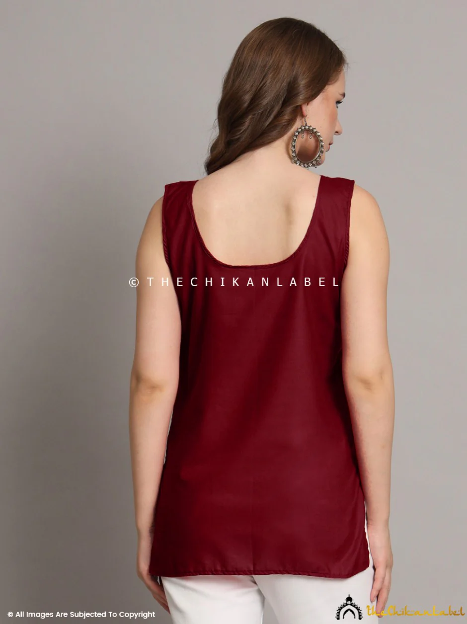 Cotton Short Camisole Inners for Kurtis & Kurta Maroon - Image 3