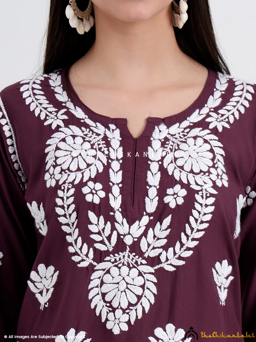 Chahat Rayon Chikankari Short Top - Mauve - Image 2