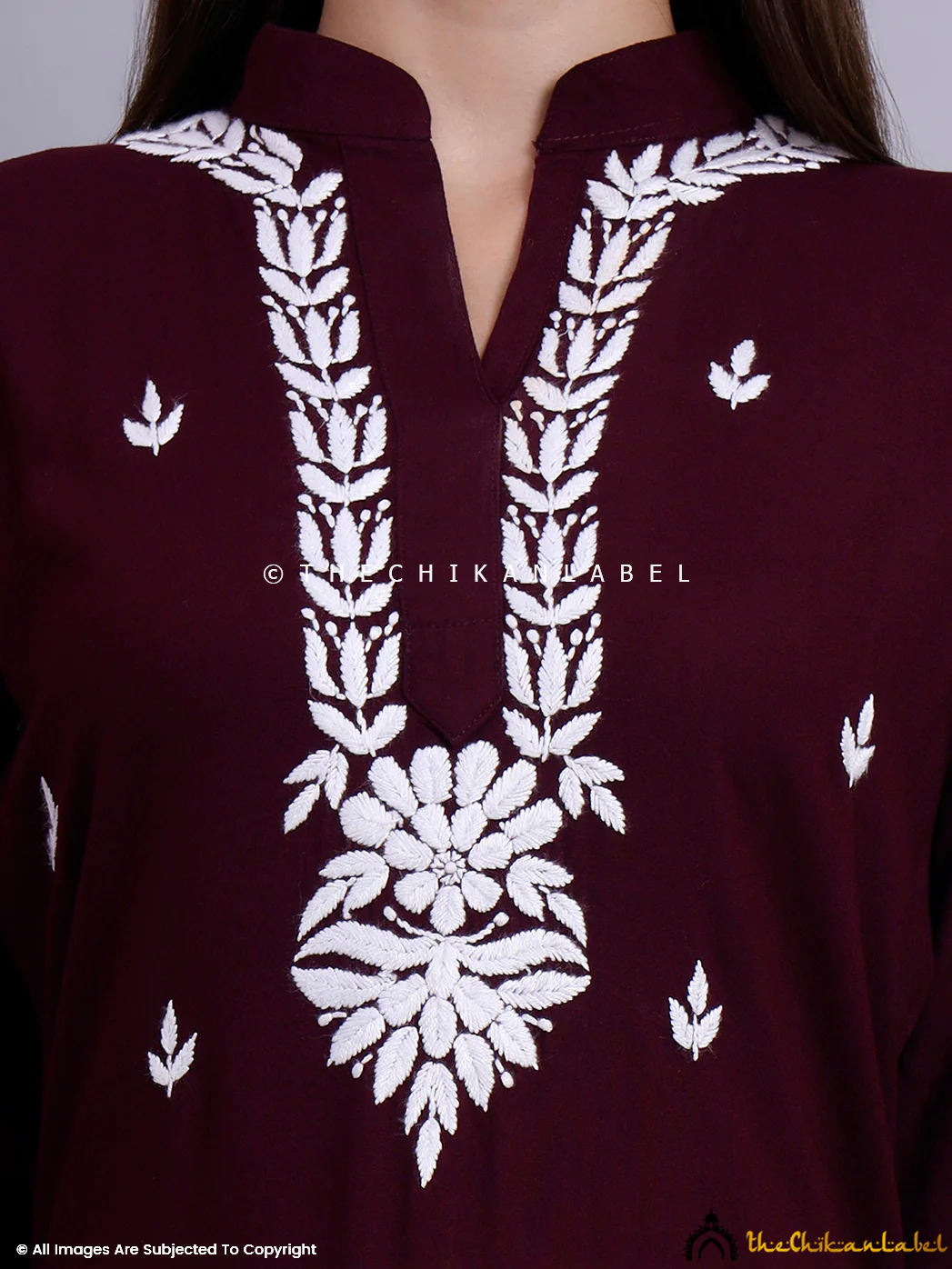 Riddhi Rayon Chikankari Straight Kurti - Mauve - Image 2