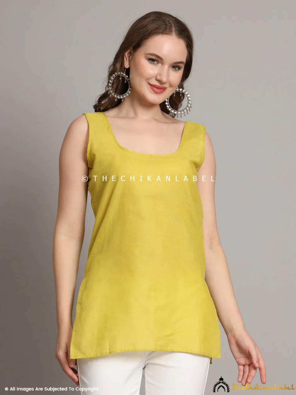 Cotton Short Camisole Inners for Kurtis & Kurta Mehendi Green - Image 4
