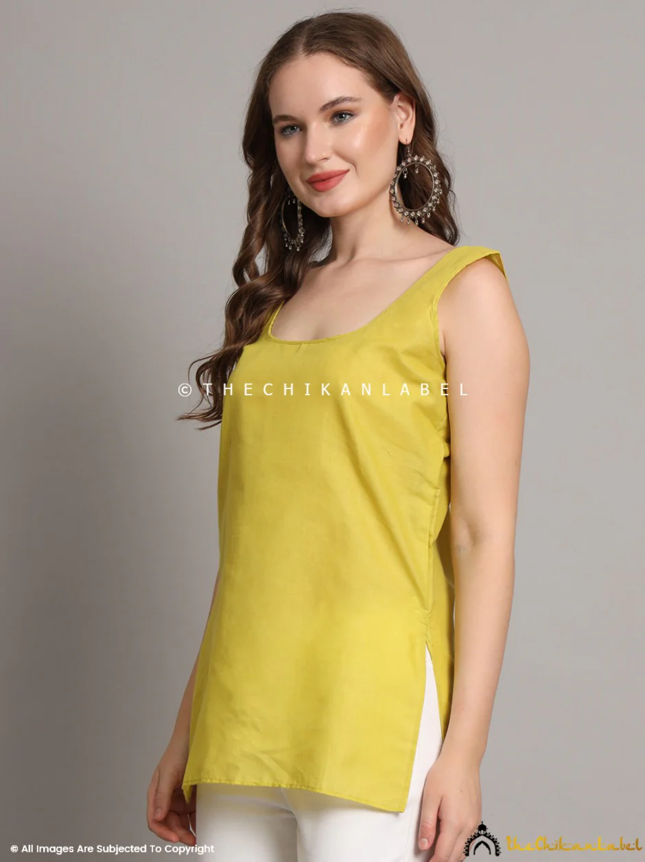 Cotton Short Camisole Inners for Kurtis & Kurta Mehendi Green - Image 5