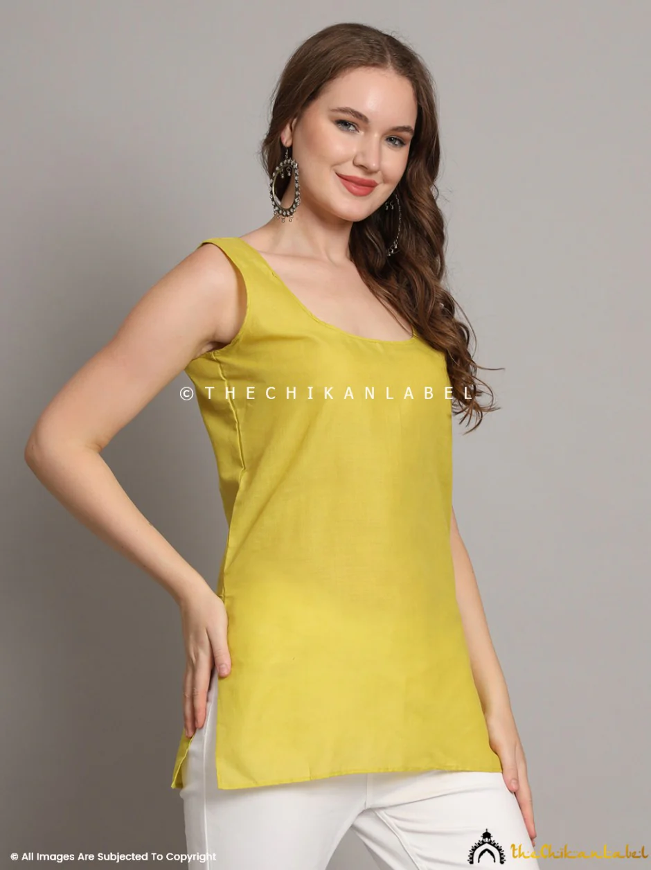 Cotton Short Camisole Inners for Kurtis & Kurta Mehendi Green - Image 6