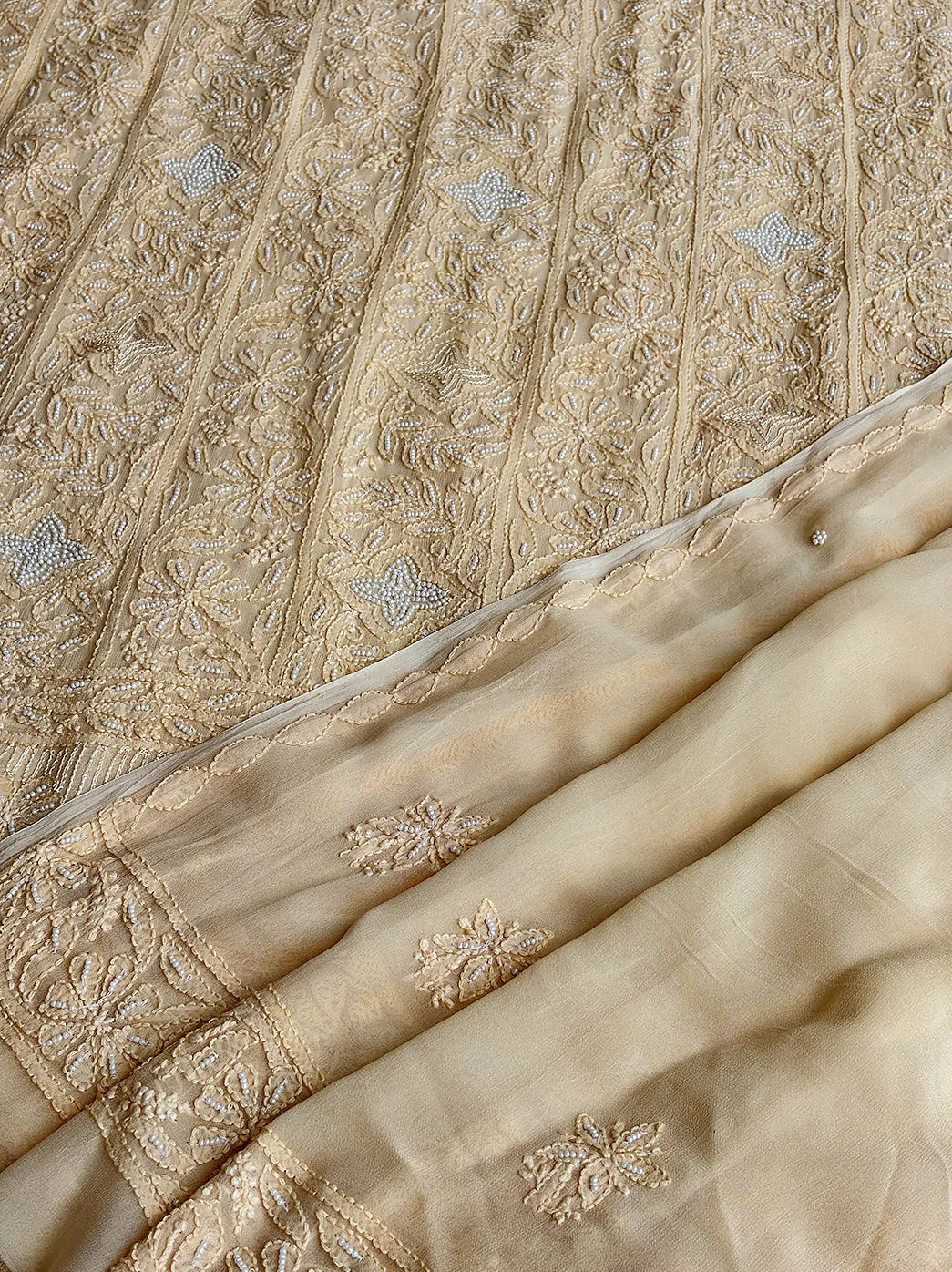 Naima Viscose Chikankari Kurti Piece with Dupatta - Beige - Image 3