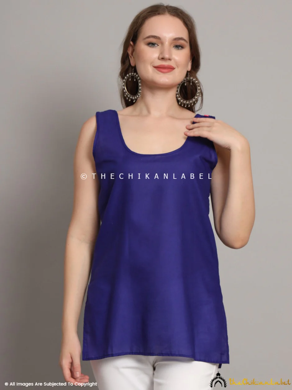 Cotton Short Camisole Inners for Kurtis & Kurta Navy Blue - Image 4