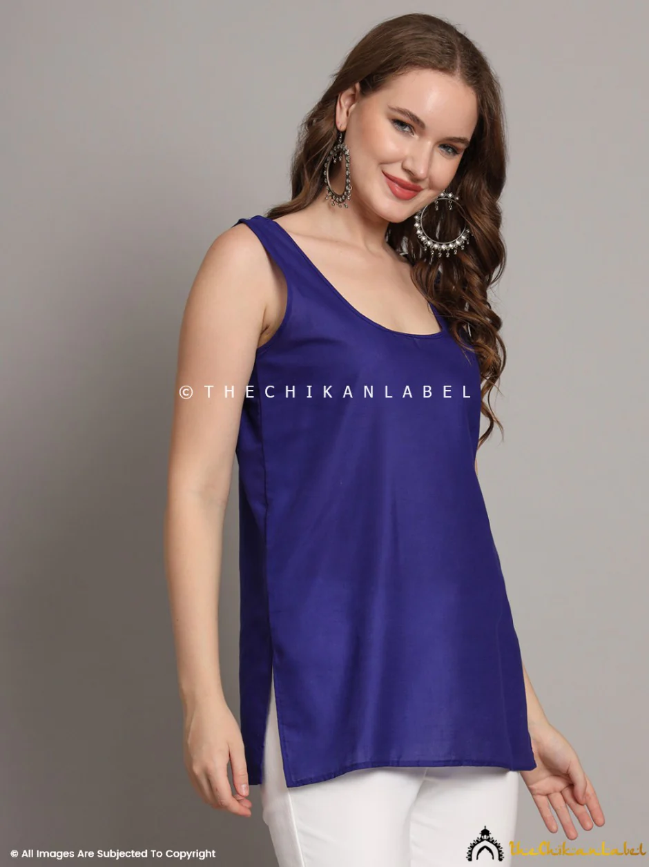 Cotton Short Camisole Inners for Kurtis & Kurta Navy Blue - Image 6