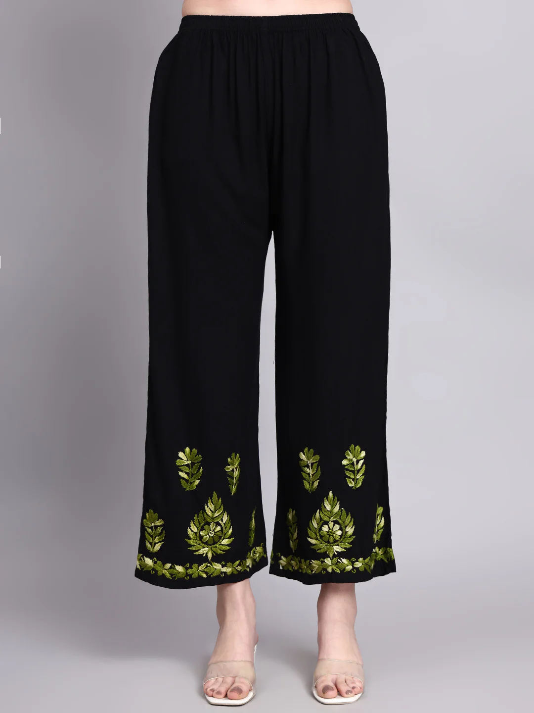 Niya Rayon Chikankari Kurti Palazzo Set - Green - Image 7
