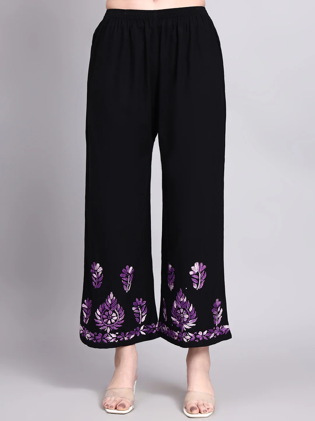 Niya Rayon Chikankari Kurti Palazzo Set - Purple - Image 7