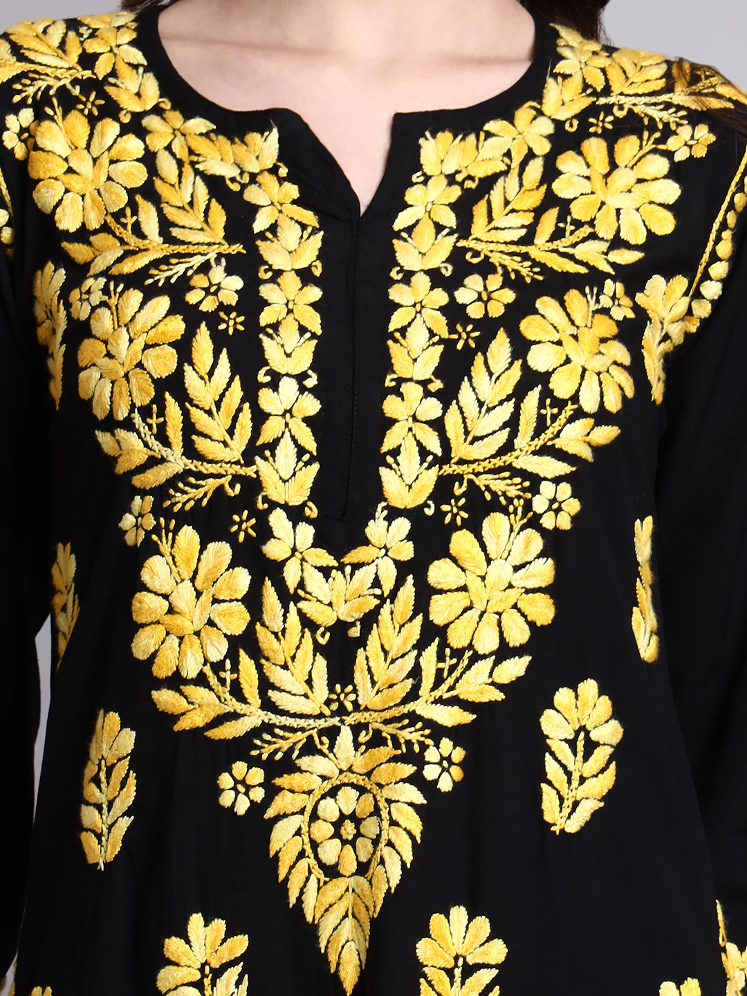 Niya Rayon Chikankari Kurti Palazzo Set - Yellow - Image 2