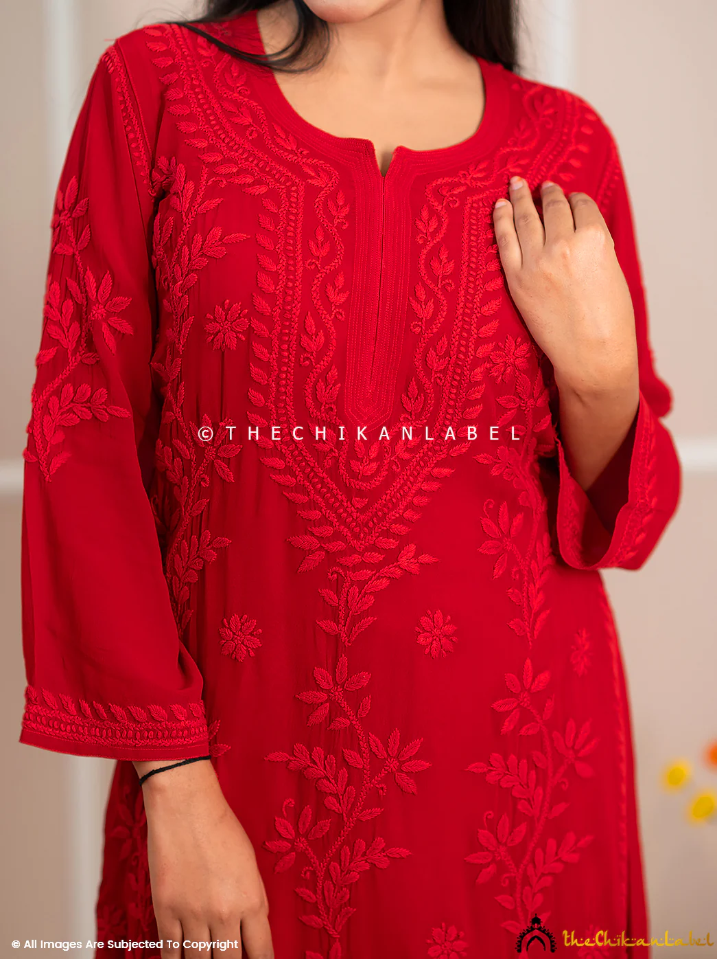 Noor-E-Chikan Maroon Viscose Chikankari Kurta Set - Image 2