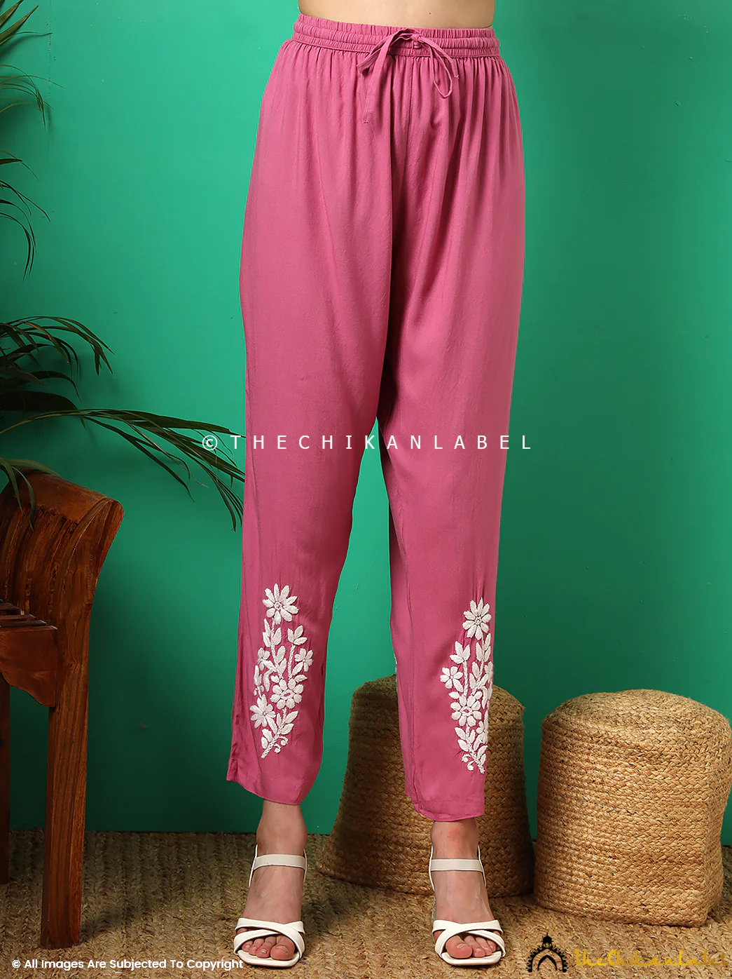 Anvika Rayon Chikankari Co-ord Set -Onion Pink - Image 4