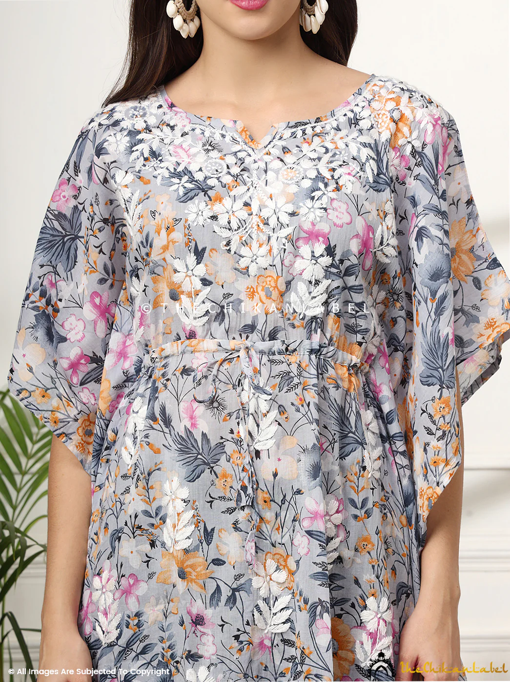 Himani Mulmul Cotton Short Kaftan - Orange - Image 2