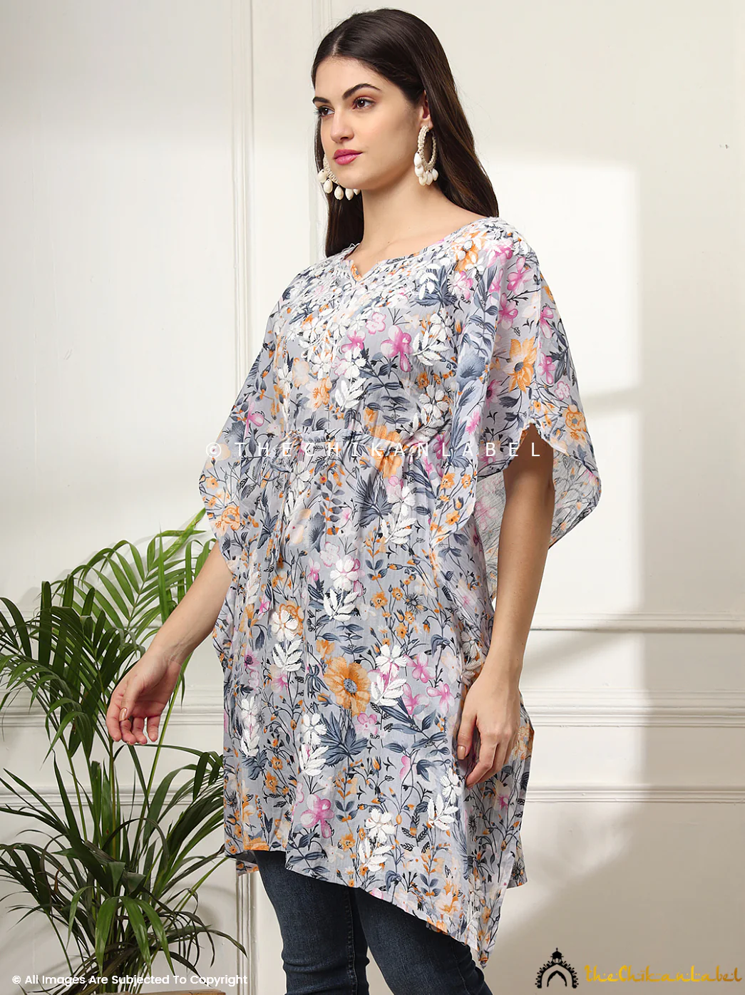 Himani Mulmul Cotton Short Kaftan - Orange - Image 5