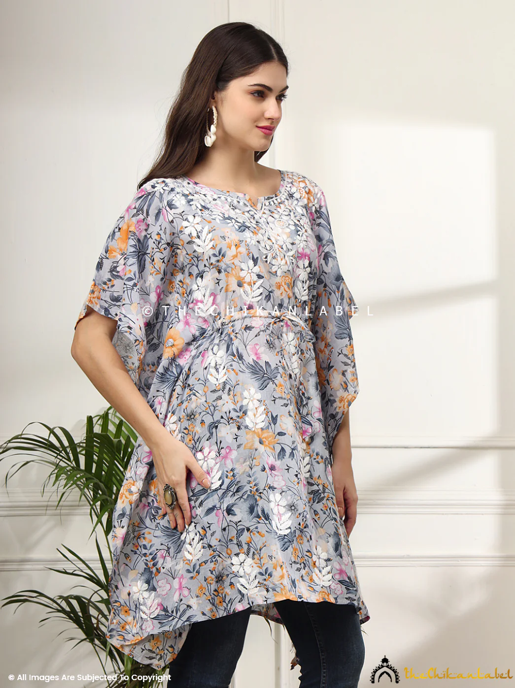 Himani Mulmul Cotton Short Kaftan - Orange - Image 6