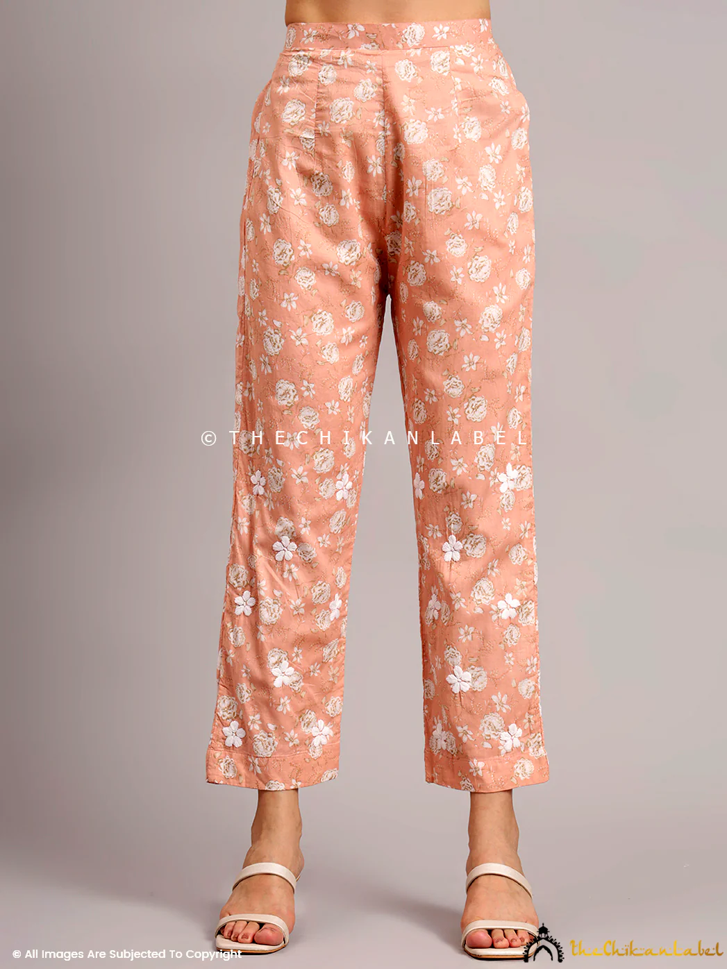 Vedika Mulmul Cotton Chikankari Co-ord Set - Peach - Image 7