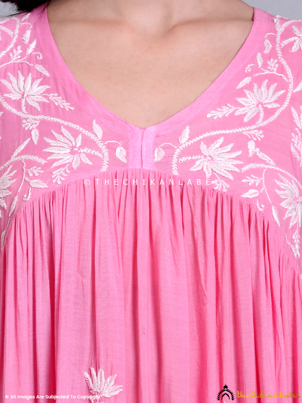 Alia Muslin Chikankari Anarkali - Pink - Image 2
