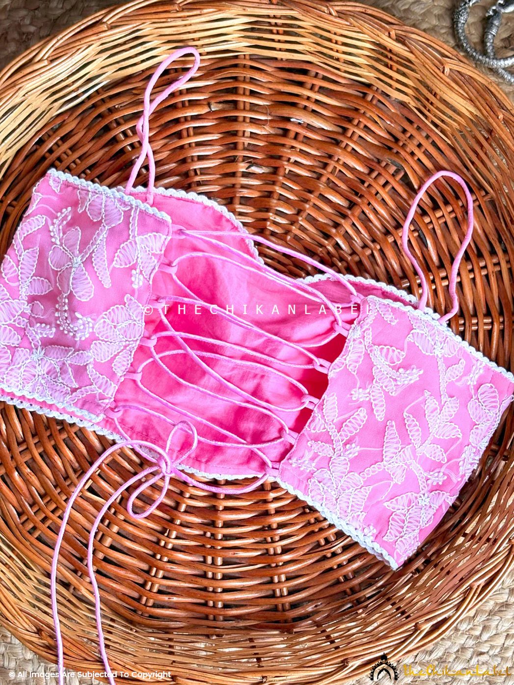 Georgette Chikankari Blouse For Chikankari Sarees - Pink - Image 3
