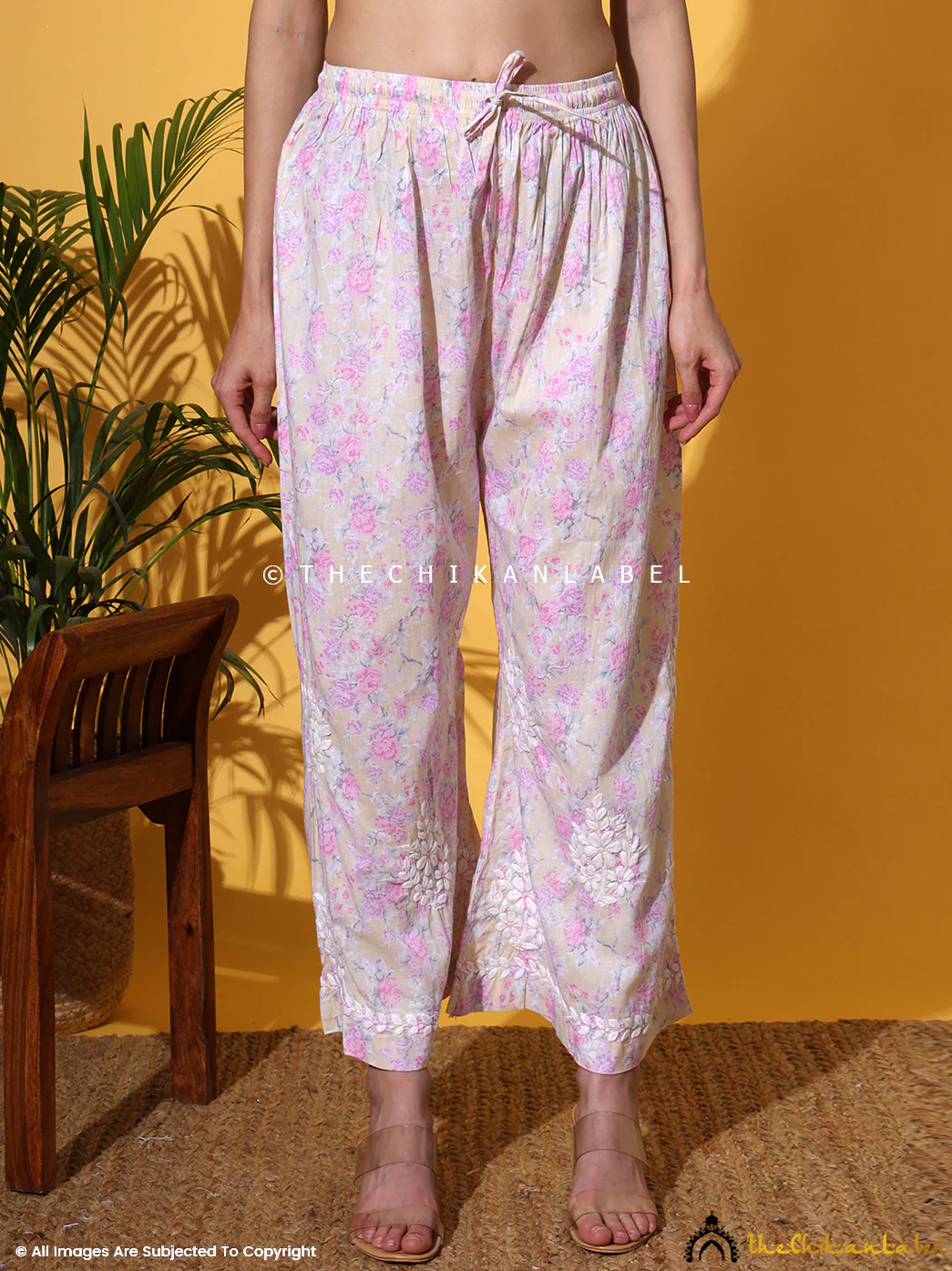 Meher Mulmul Cotton Chikankari Kurta Set - Pink - Image 9