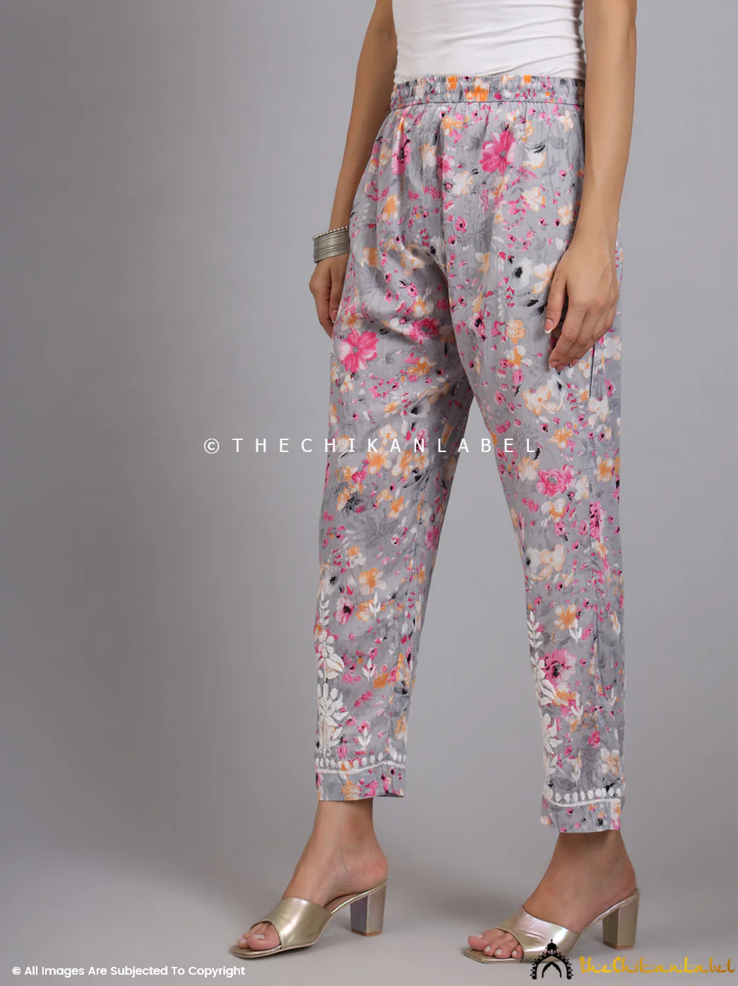 Yashi Mulmul Printed Chikankari Co-ord Set - Pink - Image 5