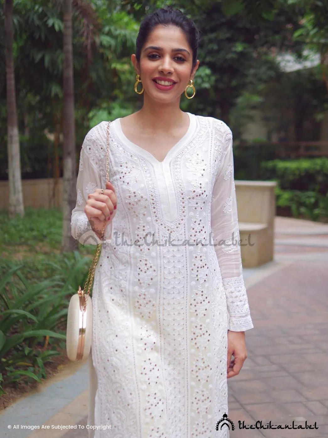 Prerna Chhabra White Viscose Chikankari Straight Kurti - Image 3
