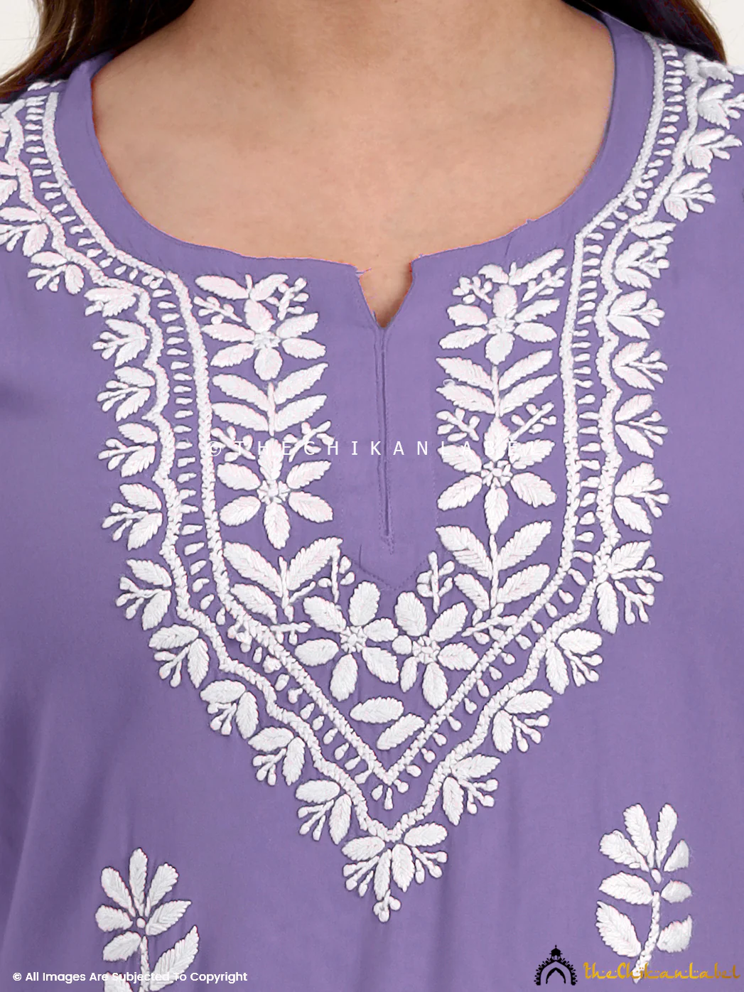 Ragavi Rayon Chikankari Short Top - Lavender - Image 2