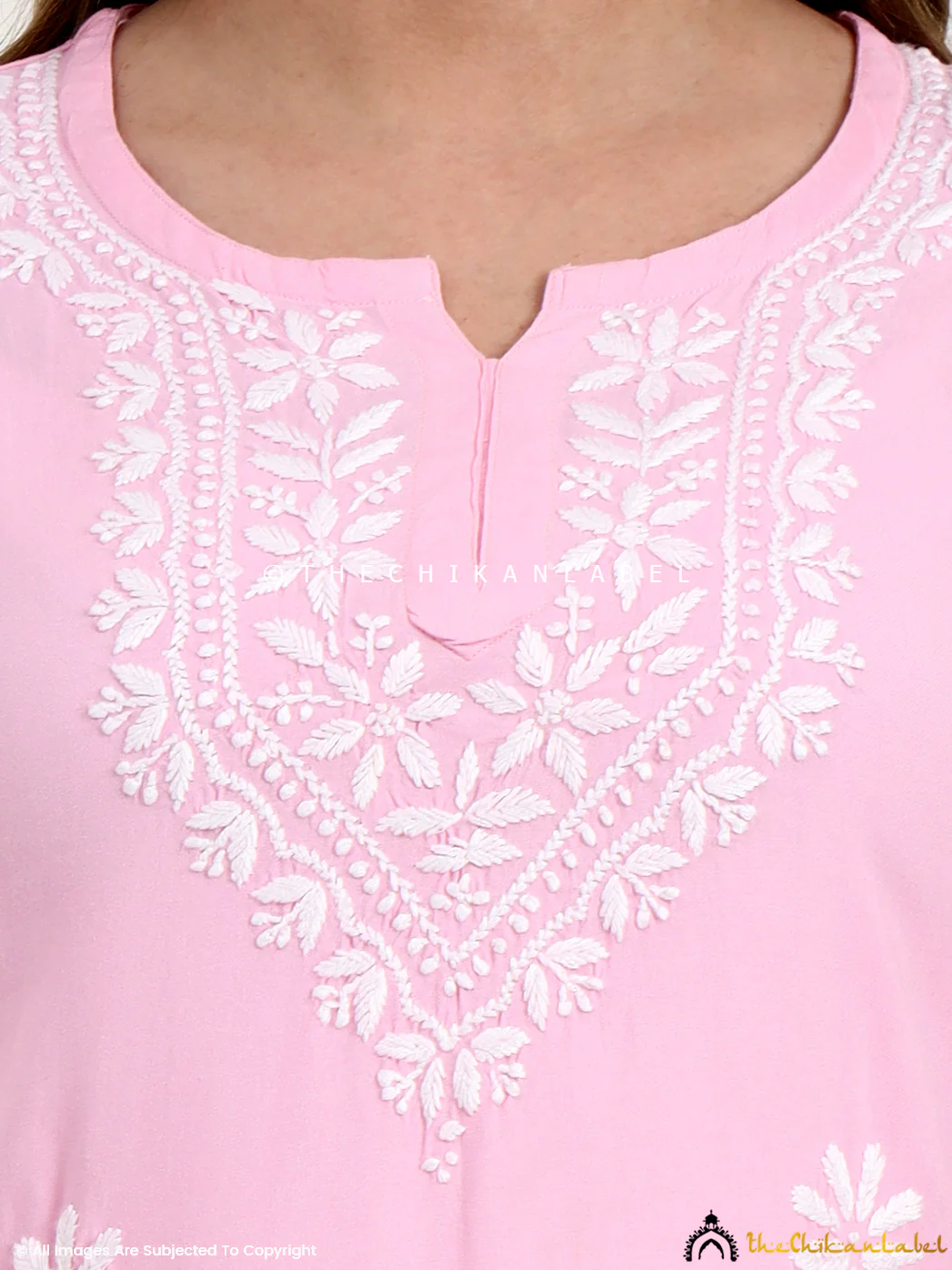 Ragavi Rayon Chikankari Short Top - Pink - Image 2