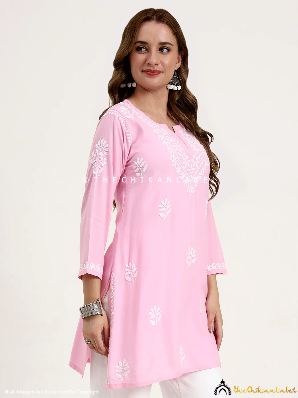 Ragavi Rayon Chikankari Short Top - Pink - Image 5