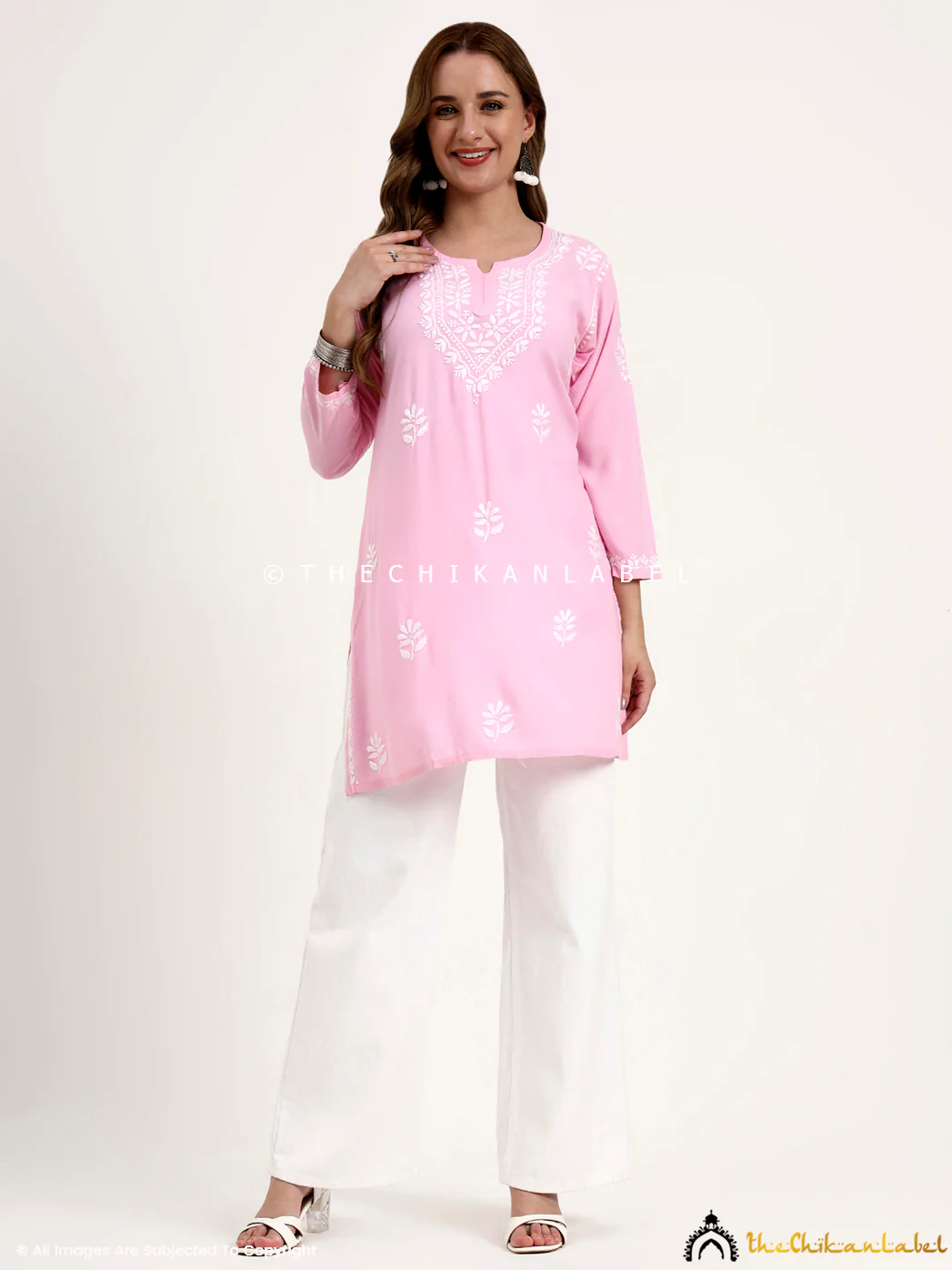 Ragavi Rayon Chikankari Short Top - Pink - Image 7